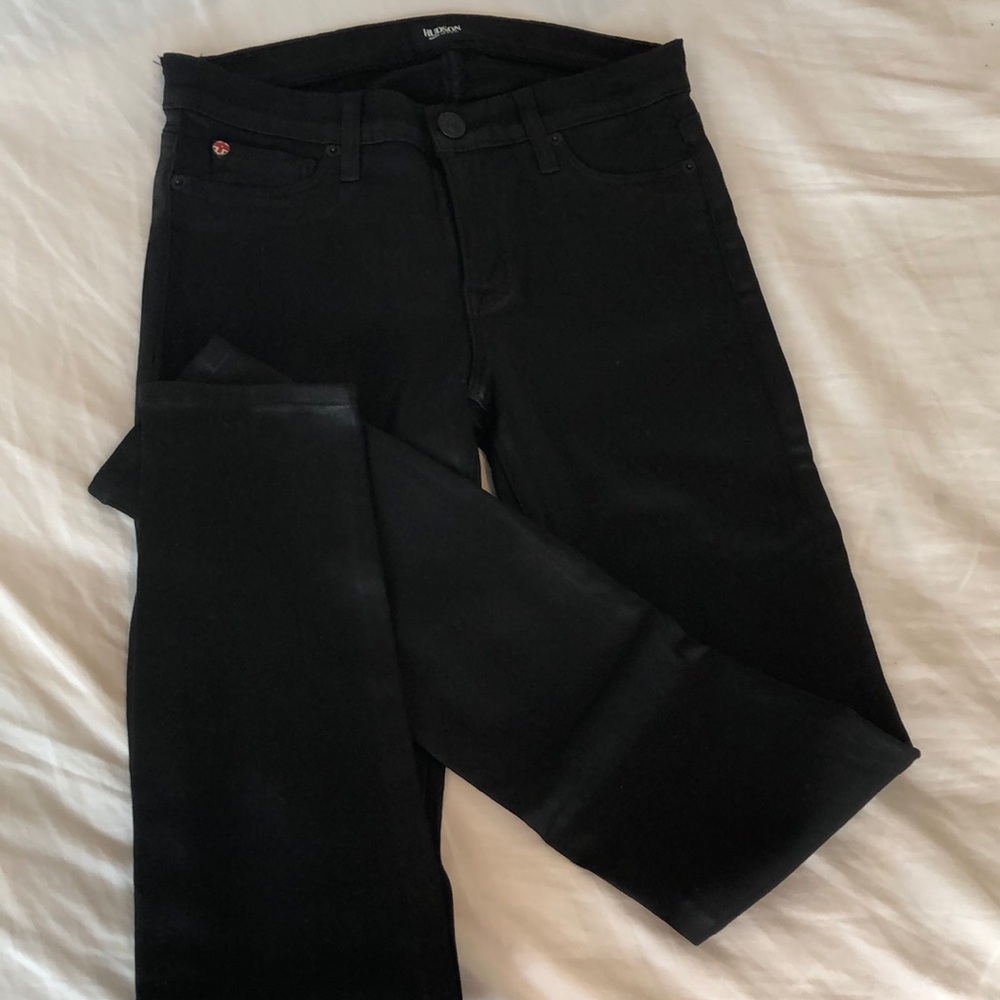 Hudson super skinny black sheen jeans